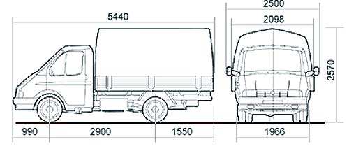 Размеры ГАЗ 3302 Размеры ГАЗ 3302